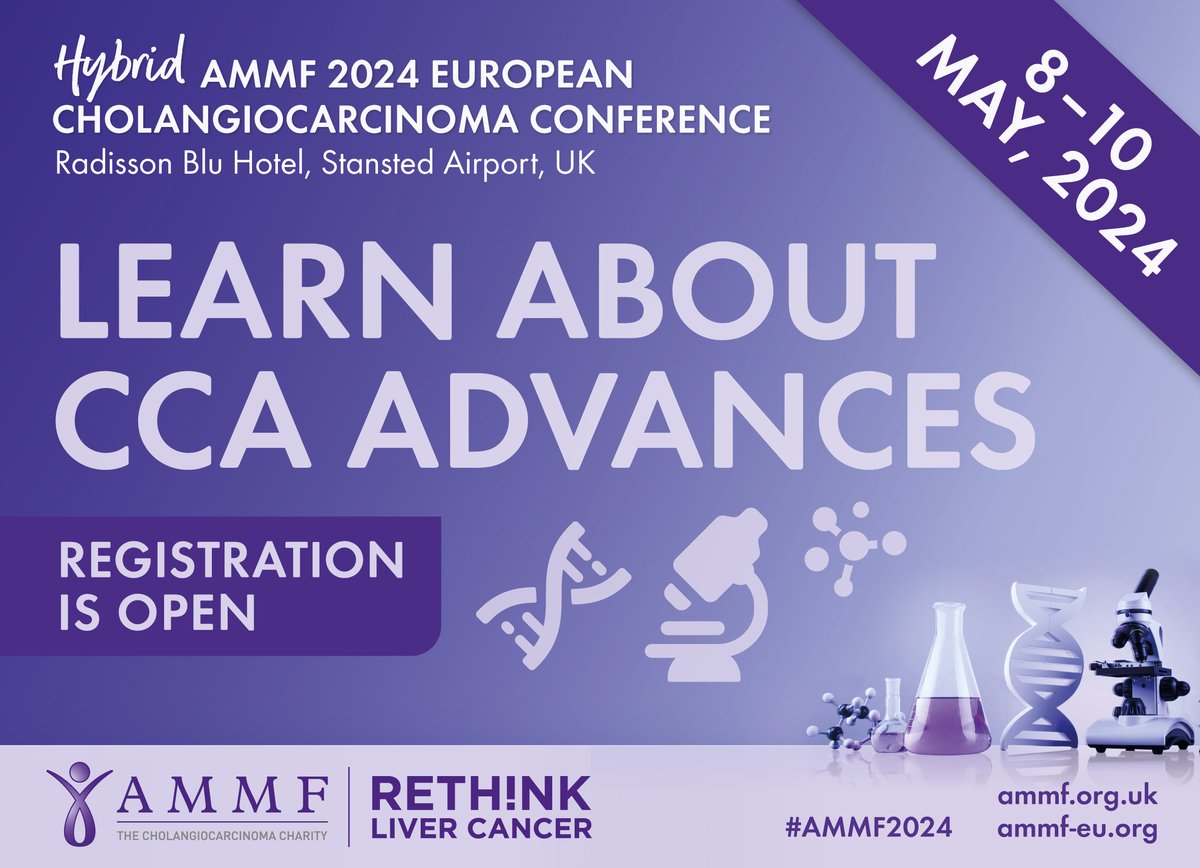 Register for #AMMF’s Hybrid 2024 European Cholangiocarcinoma Conference to learn more about recent #CCA discoveries and advances from international CCA experts. 

Sign up today: ammf.org.uk/ammf-conferenc…

#AMMF2024 #cholangiocarcinoma #LiverTwitter #BileDuctCancer