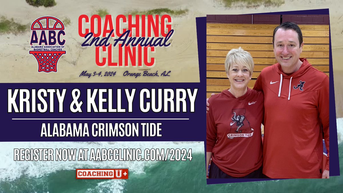 🏀 See Alabama's Kristy & Kelly Curry speak at the 2nd Annual AABC Coaching Clinic Clinic This season Kristy earned her 500th career win while leading Alabama to it's 13th NCAA Tournament Berth & 3 players earned All-SEC honors 🎟️ Sign up here ⬇️ 🔗 aabcclinic.com/2024