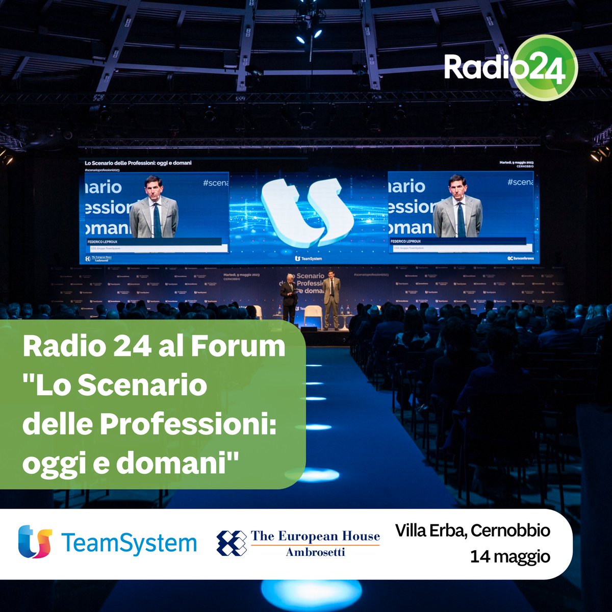 Radio 24 è presente al forum 'Lo Scenario delle Professioni: oggi e domani' a Villa Erba, Cernobbio.  Segui la diretta di Focus economia condotto da Sebastiano Barisoni, scopri di più cliccando qui: tinyurl.com/2kz3bzu8