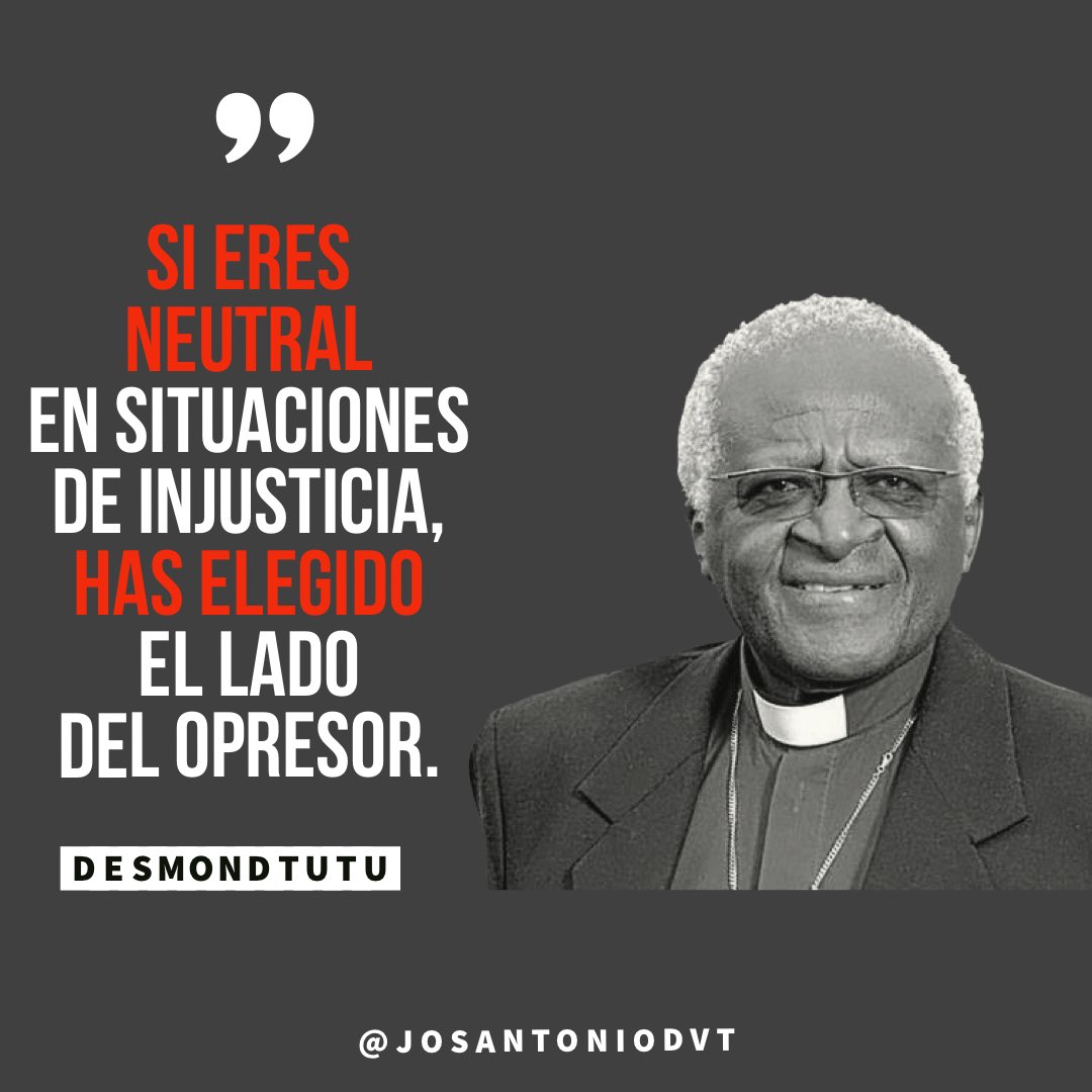 Hola. Buenos días 🌞. Después de escuchar hoy algunas entrevistas a licenciados en CC.JJ. sobre la reforma inconstitucional de ayer, lo que concluyo que hoy es un buen día para recordar a don Desmond Tutu