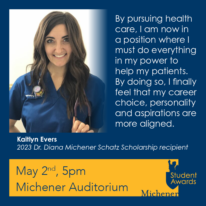 Find your path and find yourself, just like Kaitlyn did. On May 2, we celebrate Michener's best and brightest and the future faces of healthcare in Canada. #StudentAwards2024