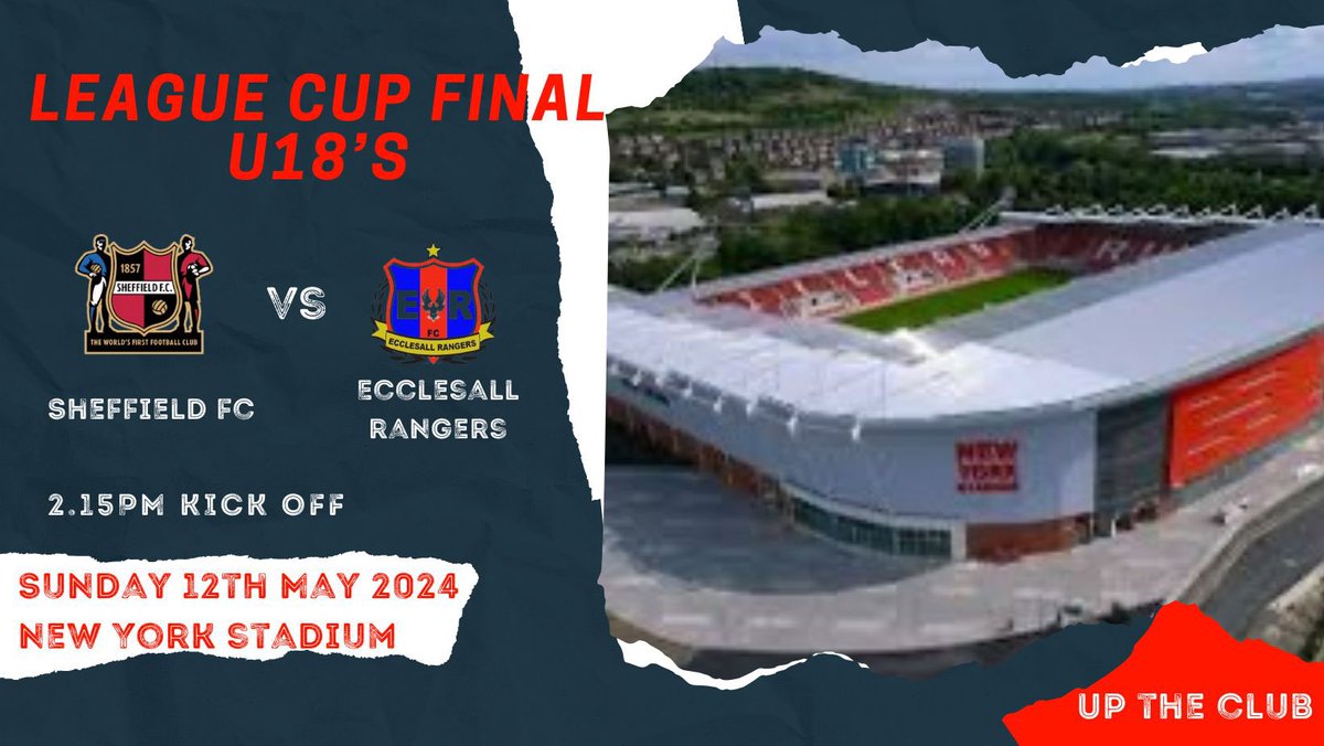 details for the <a href="/mhallleague/">Meadowhall Bud Evans DB Sports League</a> league cup final!!!!

Our last game of our grassroots journey and we’d love to have your support there. 

Let’s make it a game the boys will never forget.

#UpTheClub 

<a href="/sheffieldfc/">Sheffield Football Club</a> <a href="/SheffieldFCDev/">Sheffield FC U21s</a> <a href="/SheffieldFC_com/">Sheffield FC Scores</a> <a href="/Rossi3078/">Rossi 16</a> <a href="/SFCWomen/">Sheffield FC Women</a> <a href="/SHCFA/">Sheffield & Hallamshire County FA</a>
