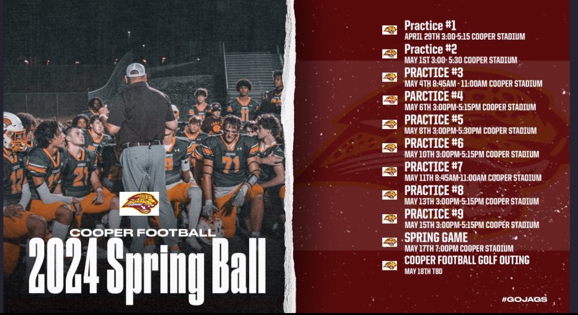 Here is our spring ball schedule! Come check us out.