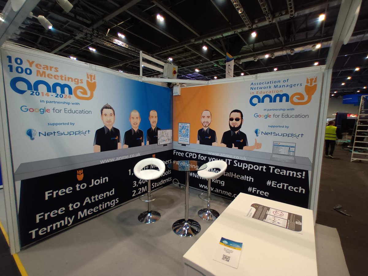 We're all set up for #SAAShow tomorrow! See you there on K23! hubs.la/Q02qLWnn0 #networking #cpd #wellbeing #ANME #edtech @SAA_Show @GoogleForEdu @NetSupportGroup @ANME_Ben @EdTech_TM @TJDiggers