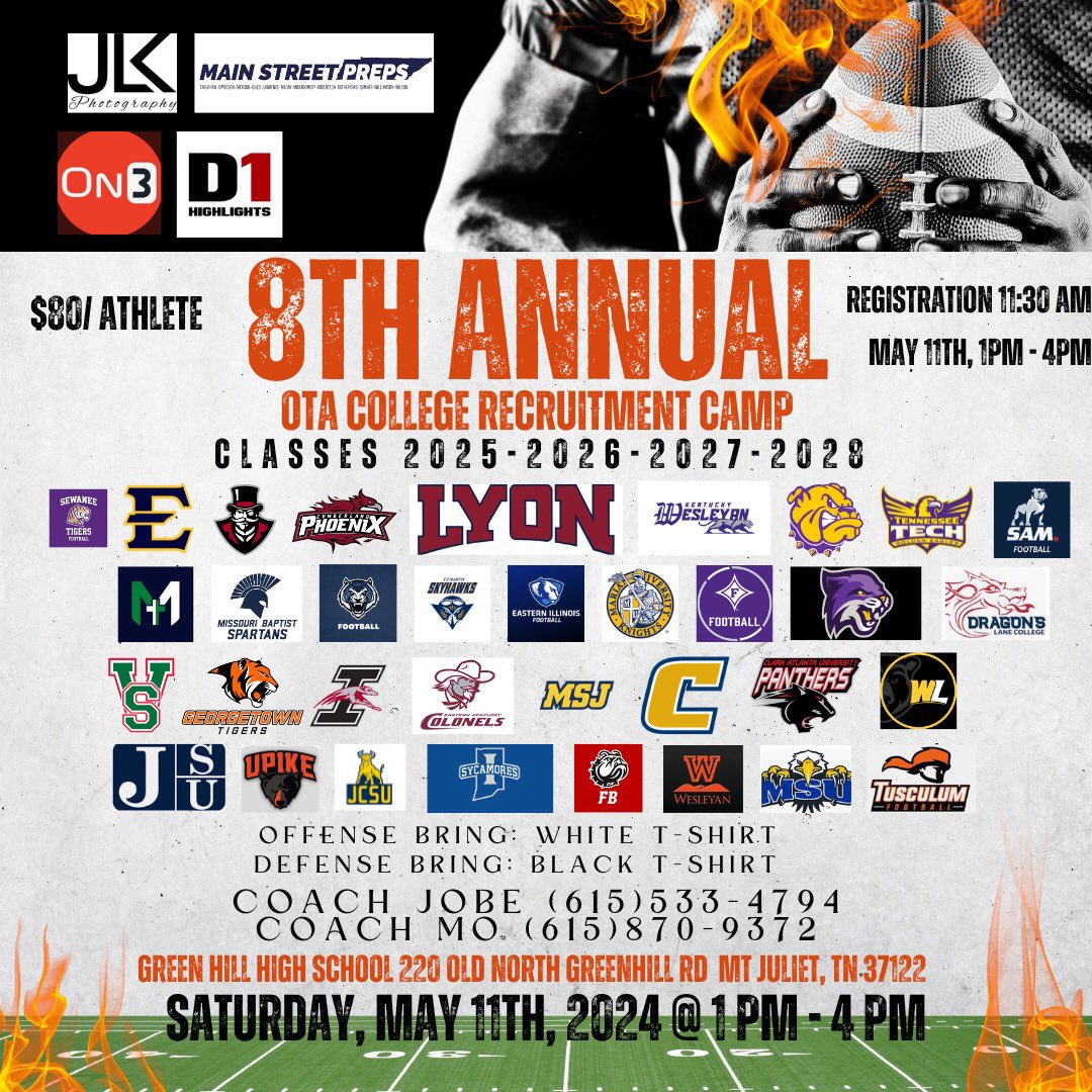 OnTopAthletics Inc📚🏈⚾️ (@ontopathletics) on Twitter photo 11 Days away and it’s showtime! 34 Colleges and still adding. One of the biggest camps in the Southeast Region. 🔒 in <a href="/d1highlights/">d1highlights</a> <a href="/asdillon/">Adam Dillon</a> <a href="/RN_JK808/">D1_JK808</a> <a href="/bestXthatXists/">Xavier Smith</a> <a href="/coachcraw4d/">David Crawford</a> <a href="/strengthcoach34/">Beasley Elite Sports</a> <a href="/gridironjourney/">GridironJourney</a> <a href="/thompsmd23/">Coach Thompson</a> <a href="/MISTA_10/">Souff_Range 🏈⚾️🥋📊</a> <a href="/CoachSpringtym/">Heath E. Springer</a> <a href="/GreenHill_Hawks/">Green Hill Football</a> 🅾️Camps 11 Days away and it’s showtime! 34 Colleges and still adding. One of the biggest camps in the Southeast Region. 🔒 in <a href="/d1highlights/">d1highlights</a> <a href="/asdillon/">Adam Dillon</a> <a href="/RN_JK808/">D1_JK808</a> <a href="/bestXthatXists/">Xavier Smith</a> <a href="/coachcraw4d/">David Crawford</a> <a href="/strengthcoach34/">Beasley Elite Sports</a> <a href="/gridironjourney/">GridironJourney</a> <a href="/thompsmd23/">Coach Thompson</a> <a href="/MISTA_10/">Souff_Range 🏈⚾️🥋📊</a> <a href="/CoachSpringtym/">Heath E. Springer</a> <a href="/GreenHill_Hawks/">Green Hill Football</a> 🅾️Camps