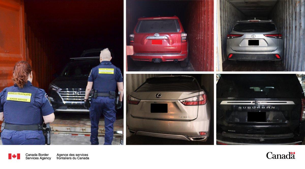 The #CBSA is committed to protecting our borders.
Check out the latest data on recovered stolen vehicles and seized goods intercepted by our border officers: cbsa-asfc.gc.ca/security-secur…  

#ProtectingCanadians