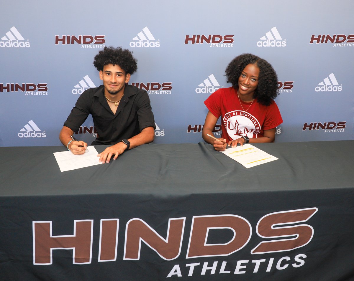 𝐍𝐞𝐱𝐭 𝐋𝐞𝐯𝐞𝐥 𝐄𝐚𝐠𝐥𝐞𝐬🦅 Congratulations to @HCCTrackField Athletes @KareemNazimPV on signing with Northwestern State University and Kalli Husband on signing with University of Louisiana Monroe! #GoHINDS #trusttheprocess