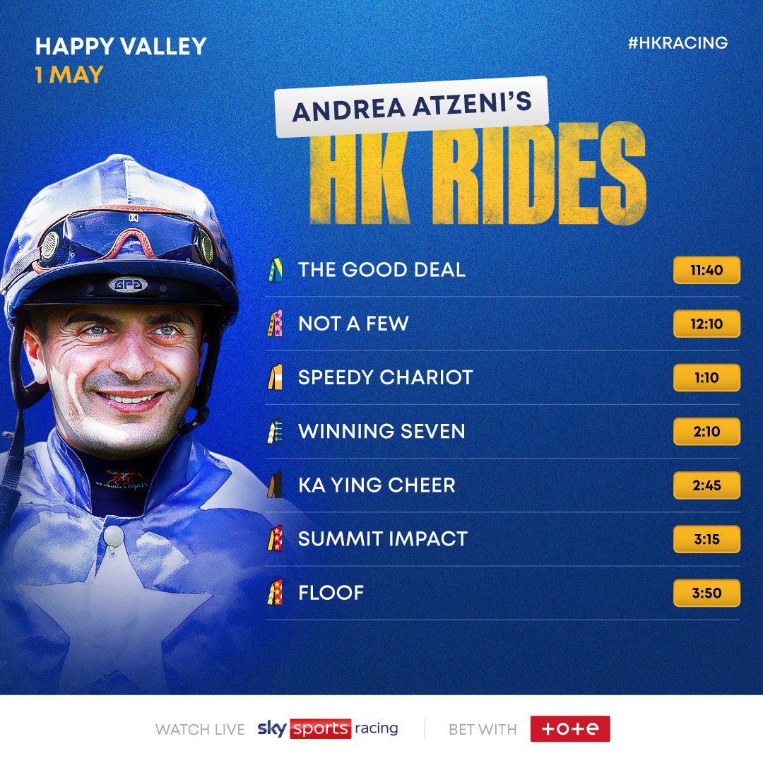 🤞 Seven rides for @Atzenijockey tomorrow! #HKRacing | #HappyWednesday