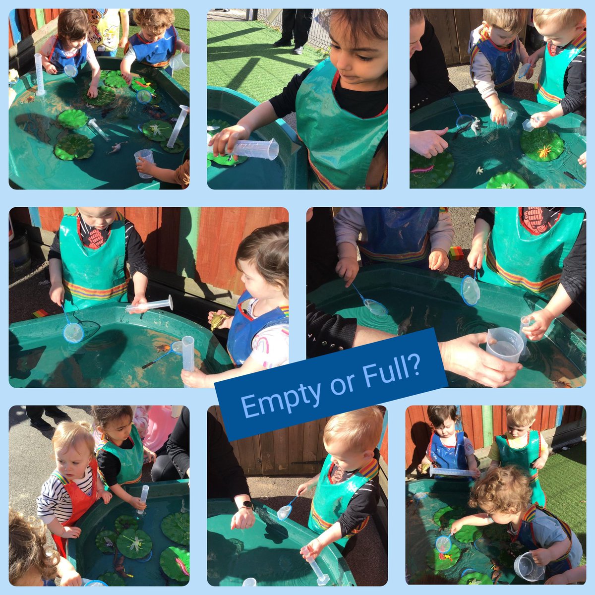 As the children explored the minibeast water tray, we talked about the containers being empty and full as we scooped up water and bugs 🐜🕷🐞🪱🐛💧 #PlayLearnThrive #HindleyGreenNursery #EarlyYearsToEmployment @QUESTtrust
