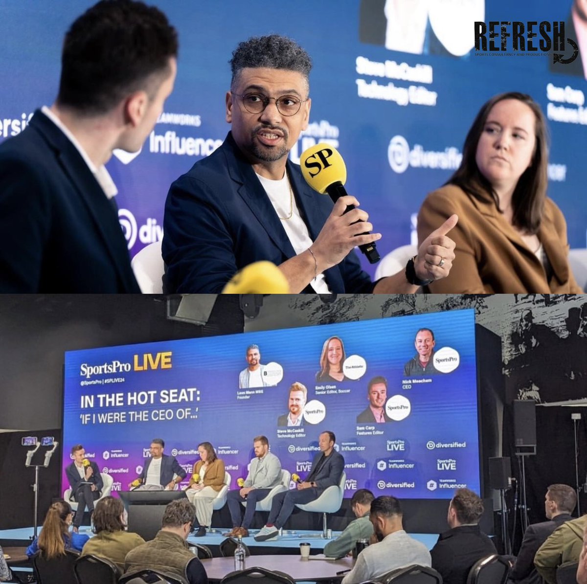 🎙️ Refresh Sports’ MD, @Leon_Mann, took the stage at @SportsPro to discuss the intriguing topic, “If I Were the CEO of…” 👏