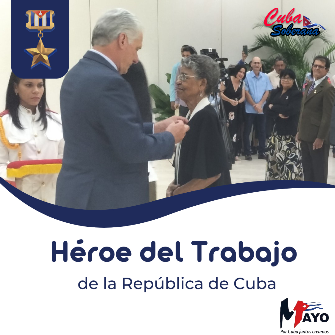 Reciben el Título Honorífico de Héroes del Trabajo de la República de Cuba 19 personas de prolongada trayectoria, de manos del Primer Secretario del CCPCC y Presidente de la República Miguel Díaz-Canel, incluidos oficiales de las #FAR y #Minint #1Mayo