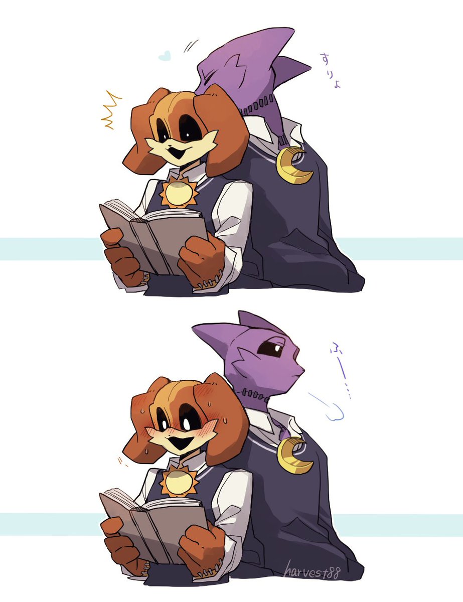 🐱「…💜」
🐶「‼️😳」
#SmilingCrittersAU #catnapxdogday 