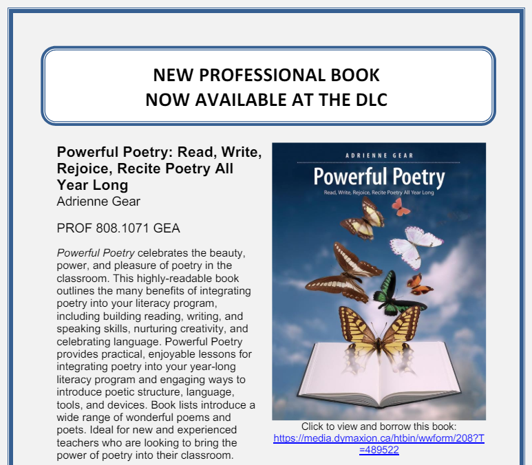 Check out our new Professional book: Powerful Poetry: Read, Write, Rejoice, Recite Poetry All Year Long by @AdrienneGear ! tinyurl.com/4km46ptd @SD57PG