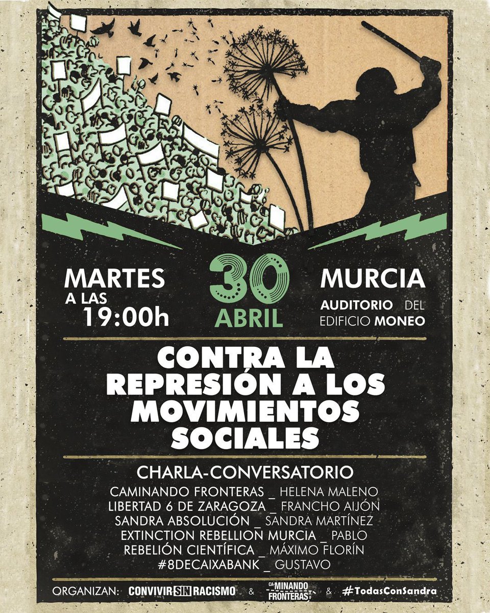 ¿Cómo opera el lawfare en la persecución de los movimientos sociales en el Estado español? Esta tarde nos reunimos en Murcia para contarlo y acuerparnos para seguir resistiendo. @sanchezcastejon @desdelamoncloa