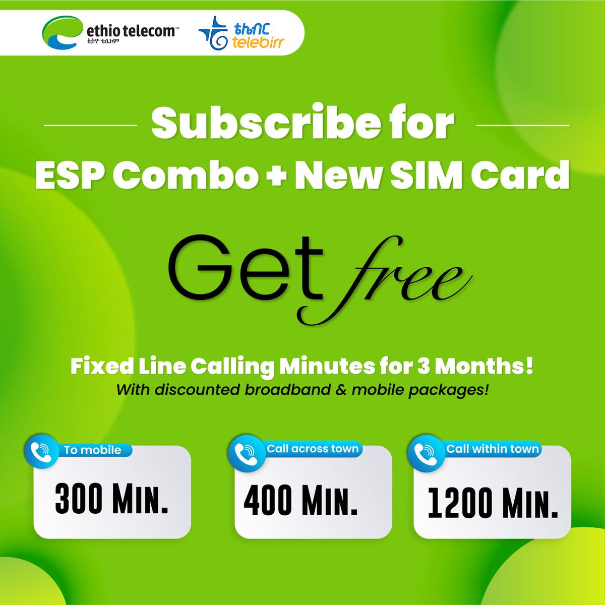 Subscribe to our fixed broadband internet service, and with a new SIM card, get an incredible 20% discount. Choose our combo service to enjoy free calls for three months. Alternatively, if you prefer, purchase only a SIM card and receive a 20% discount on the mobile package.