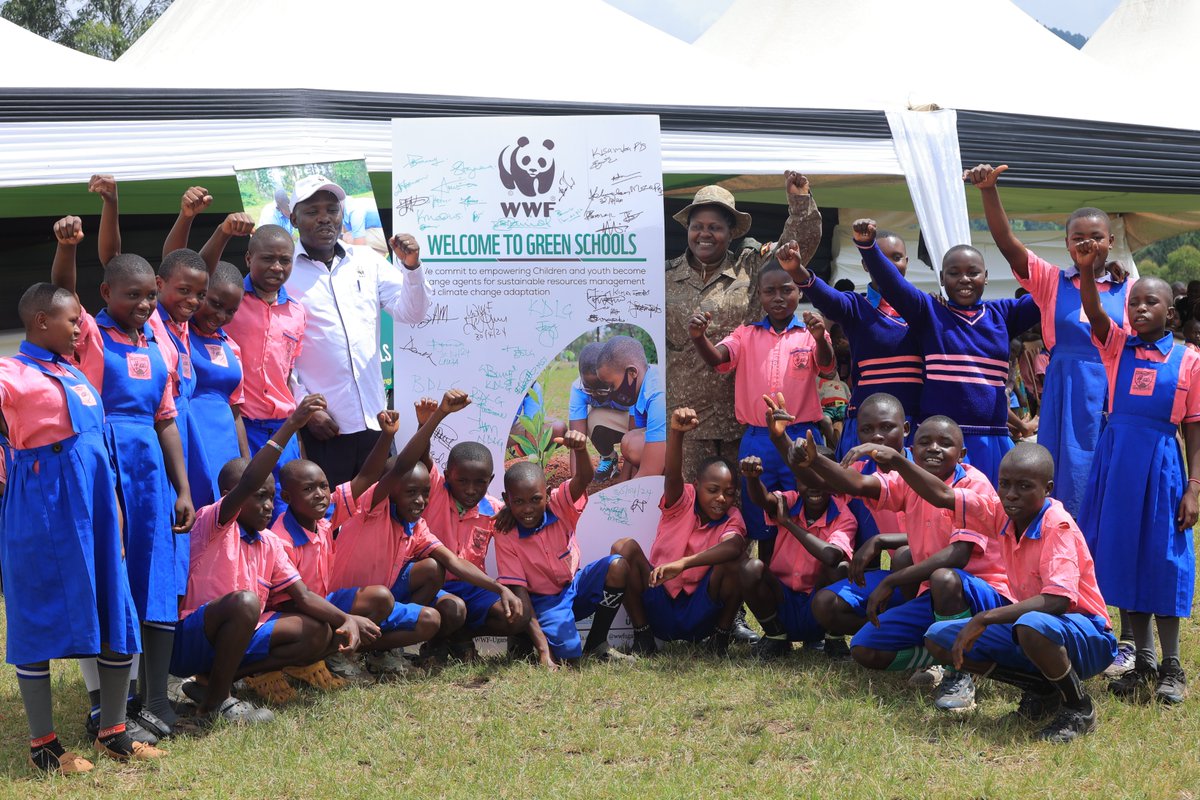Exciting news! Today, we officially launched the Green Schools project at Kinyampanika Primary School that is rolled out in 35 schools in the Rwenzori sub-region. Big thanks to @ugwildlife, @ATEIUg and all our partners for joining us on this journey towards a greener future!
