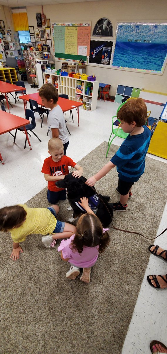 MsLieferKdg's tweet photo. A fun morning with a visit from therapy dogs. #redbud132 https://t.co/FUmsv0ojw0