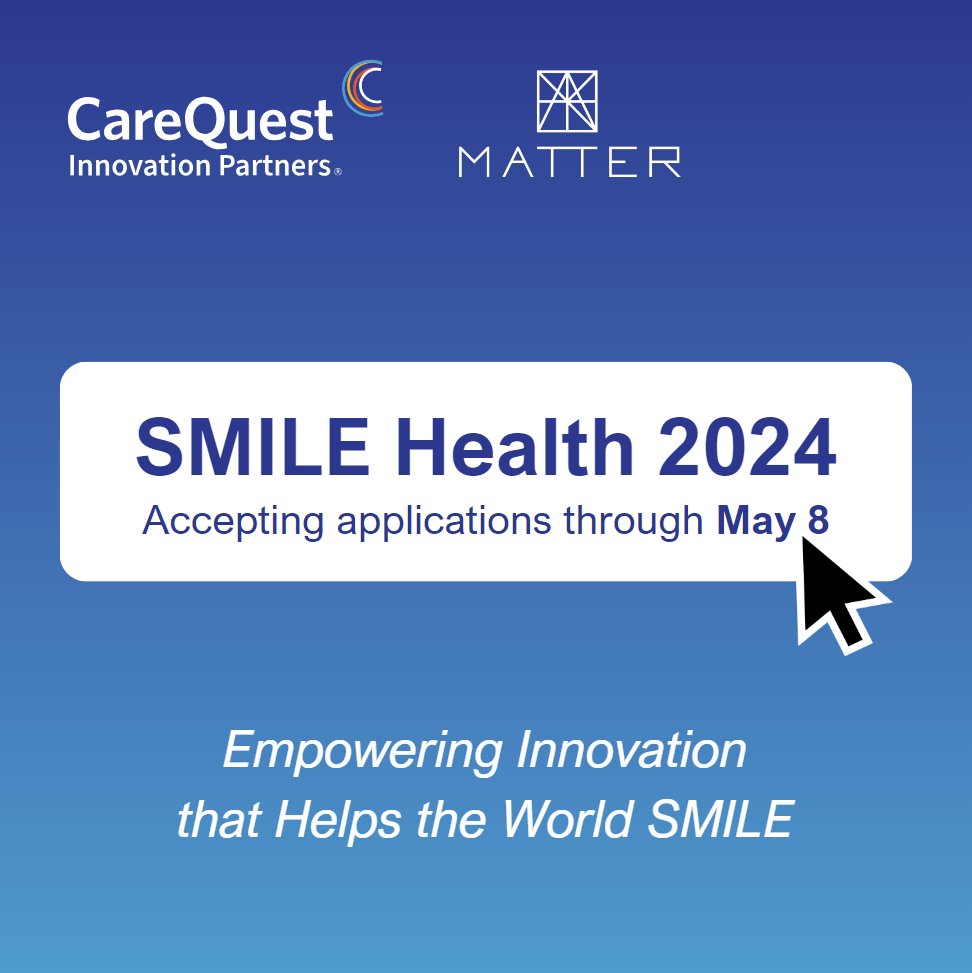 #SMILEHealth is an accelerator program where transformational solutions to improve oral health take center stage. Applications are live for startups with a solution to improve #OralHealth and care outcomes for all people. Apply by May 8. Learn more: bit.ly/3PEhxh4