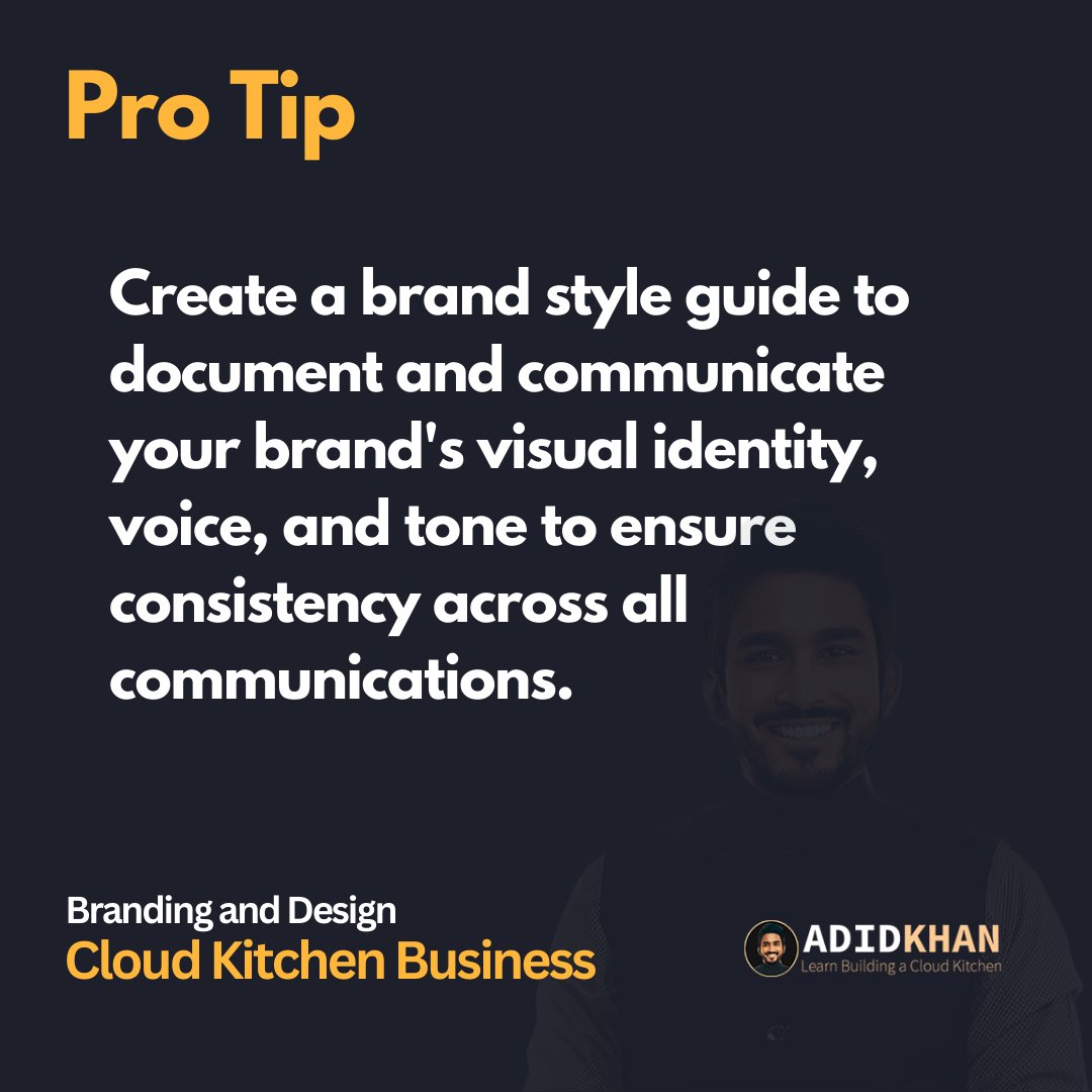 workadidkhan's tweet image. Create a brand style guide to document   and communicate your brand&apos;s visual identity, voice, and tone to ensure   consistency across all communications. #businessgurugotogirl #businessdesign   #moneywisdom #cloudkitchen #adidkhan