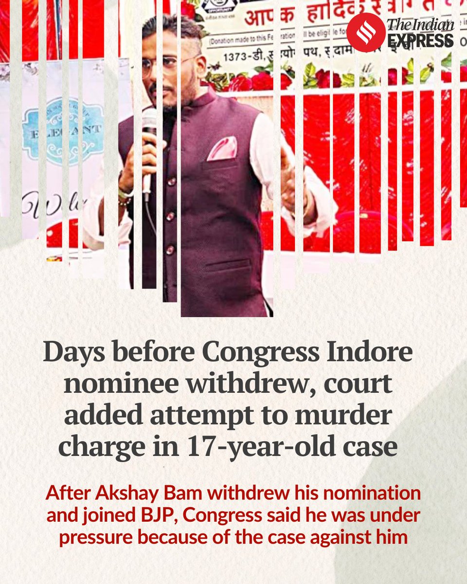 It took 17 years and 61 hearings for a district court in #Indore to frame charges of attempt to murder against the former #Congress Lok Sabha candidate from Indore, Akshay Bam – a day after he filed his nomination, court records show. @INCIndia has alleged Bam was under pressure