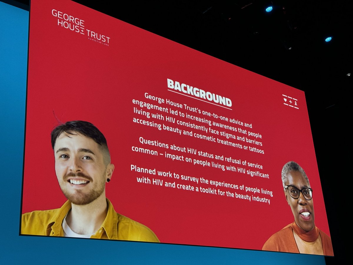 Our final abstract for the day is from <a href="/misterknight/">Darren Knight</a> of <a href="/GeorgeHouseTrst/">George House Trust</a> on Addressing and challenging HIV stigma in the beauty industry.

GHT decided to survey people living with HIV’s experiences of stigma when seeking beauty services, including tattoos. 

#BHIVA24