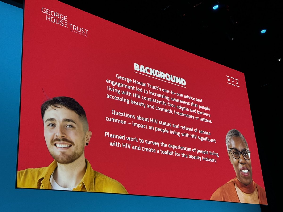 Our final abstract for the day is from @misterknight of @GeorgeHouseTrst on Addressing and challenging HIV stigma in the beauty industry. GHT decided to survey people living with HIV’s experiences of stigma when seeking beauty services, including tattoos. #BHIVA24