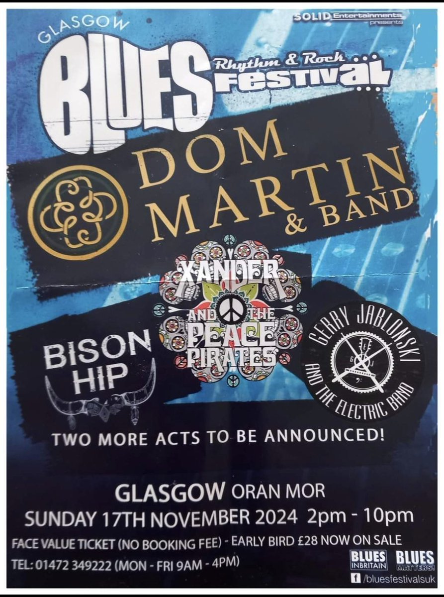 💜🏴󠁧󠁢󠁳󠁣󠁴󠁿Back at the Glasgow Blues Rhythm & Rock Festival in November 💜🙏👌 Can't wait!!