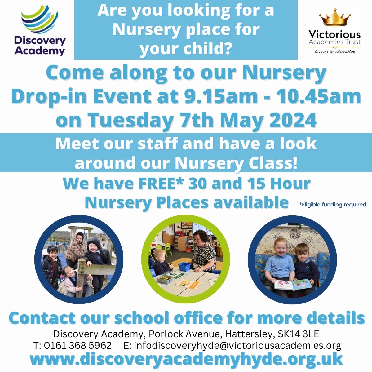 This is a drop in event. Come anytime, meet the staff, have a chat and a tour of our EYFS provision. We look forward to welcoming you to our wonderful Academy! 💙💚