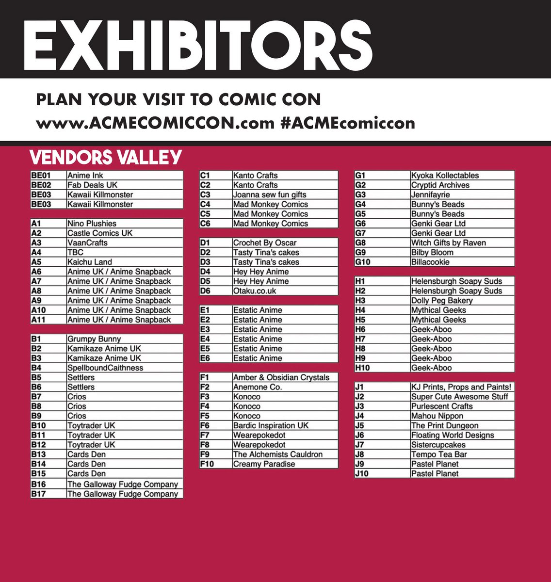 Rai Con - May 11 at the SEC.
Check out the full floorplan and exhibitor listings.

For the full programme visit tinyurl.com/5b34j52u

Buy tickets: Less than 40% of early access remain. acmecomiccon.com