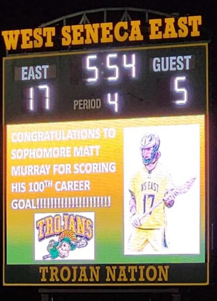 sophomore Matt Murray scored 5 goals last night in our 19-5 win over St Mary’s. His 5th goal of the night was also his 100th in his career!!!