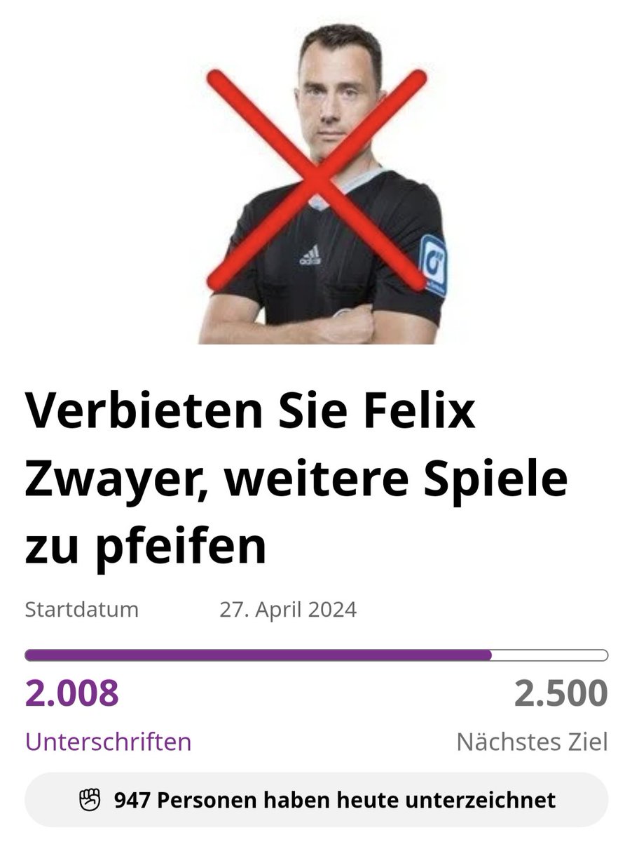 Jetzt sind es schon 2k Unterschriften, danke an alle🙏. Vll schaffen wir ja die 5k... 😵 #VfB #Bundesliga