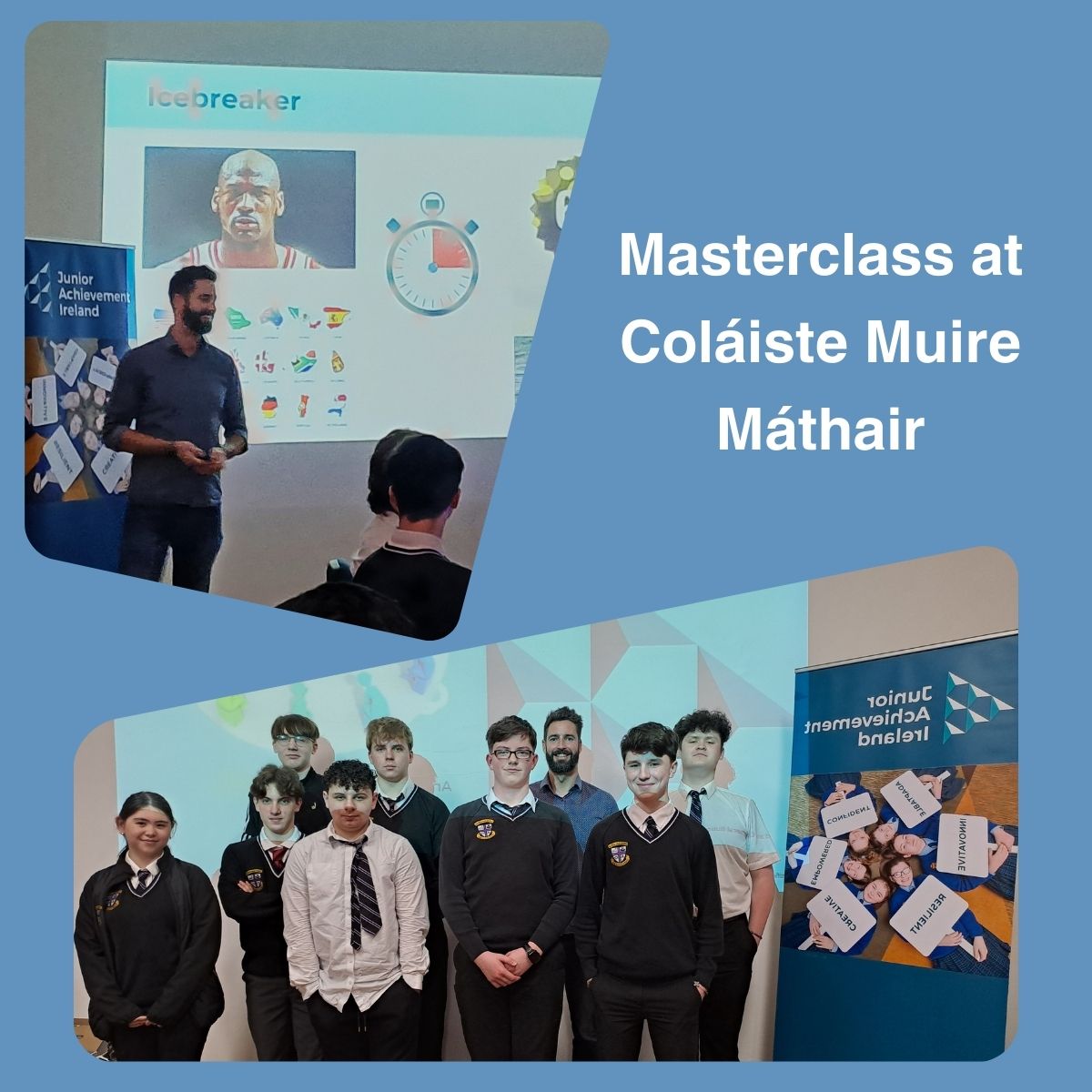 Thank you Jason Mc Garry for delivering a Masterclass to the students at @CMMGalway, as part of their Ready for Success programme sponsored by @DeloitteIreland. He encouraged them to look at their own future careers and how that can change over time. #inspiringyoungminds
