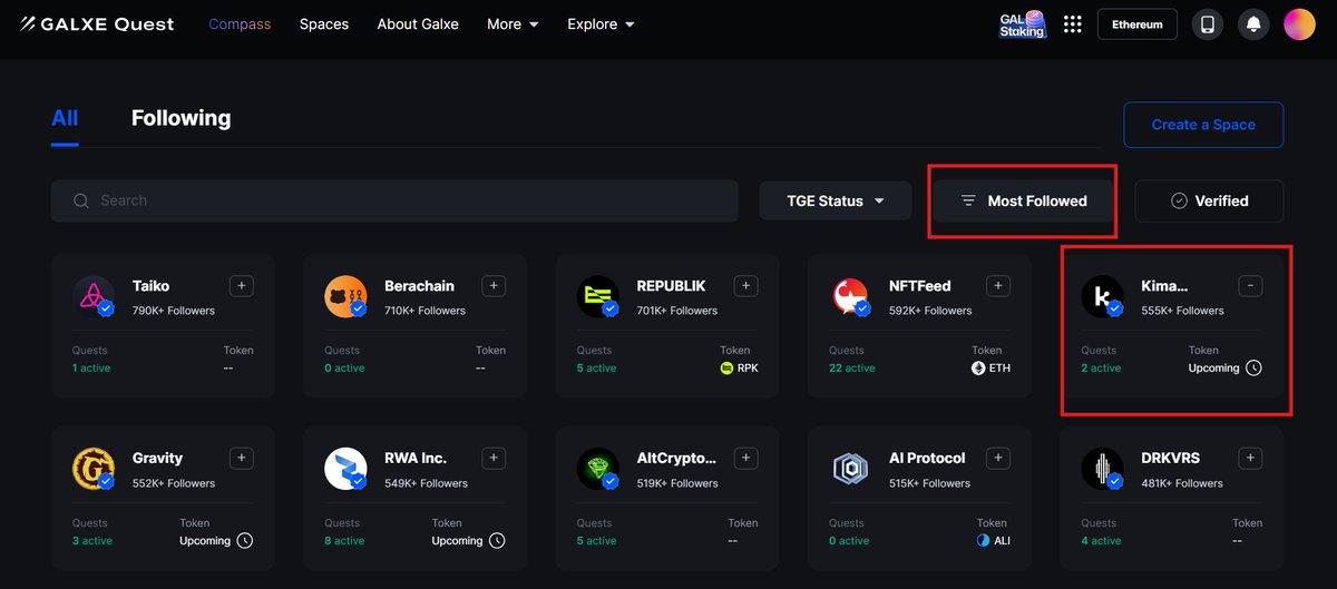 🎉 Exciting News, Kima Community! 🎉

 Kima Network is now the 5th most followed project on @Galxe, the leading quest platform in crypto! 🚀

A huge thank you to everyone who's part of our journey. 

You are pushing us to new heights! 💪❤️