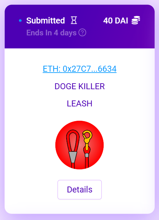 Noticed that $LEASH Logo was not curated at @Kleros_io so submitted the logo to have it entered into the vetted registry. 

This will add the token to more default token lists at various products / services once approved,