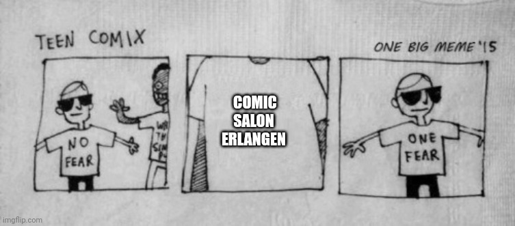Guys I'm scared! 

Hat jemand eventuell Tipps für den Comic Salon? Ist fanart erlaubt? Das Publikum ist wahrscheinlich eher westlich orientiert oder? Comics lieber  auf Deutsch oder auf Englisch? 
#comic #comicsalonerlangen