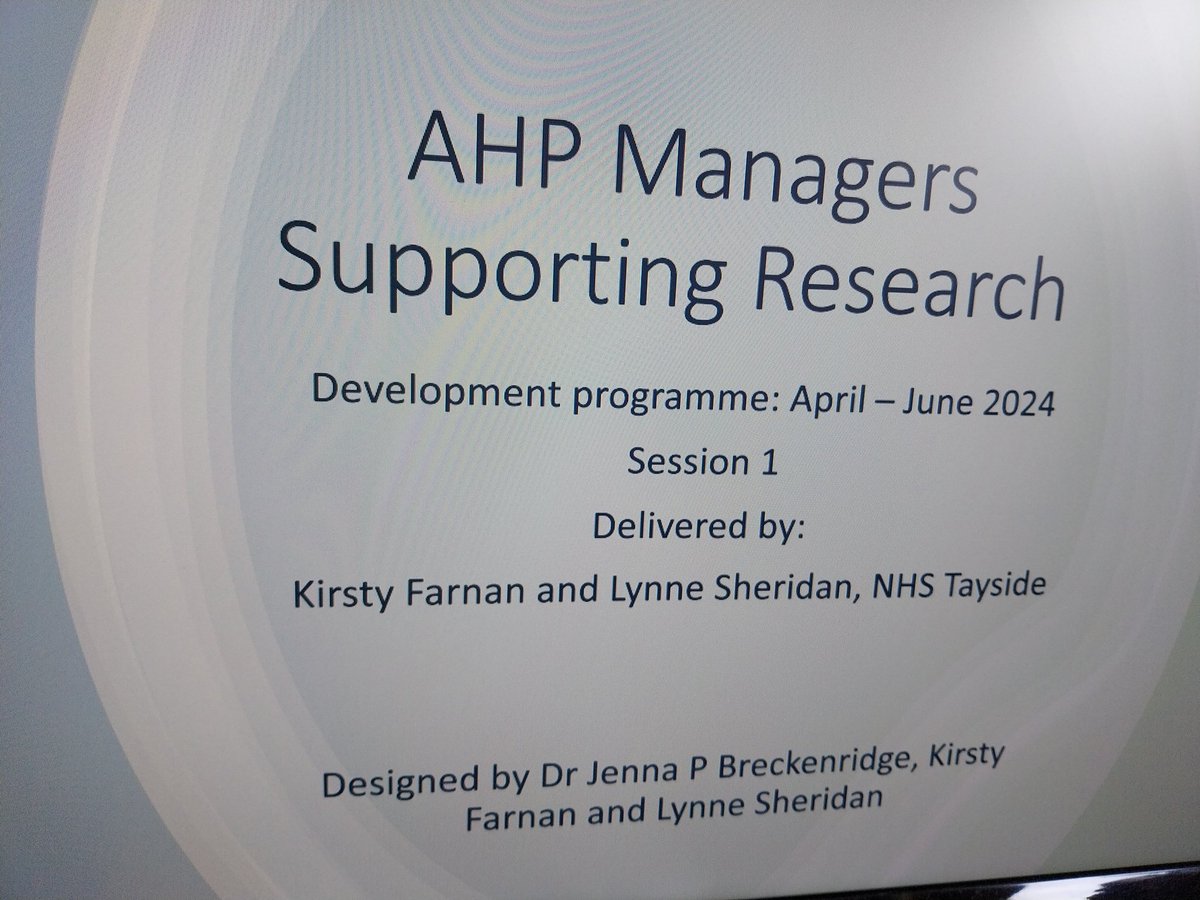 Really enjoyed facilitating the first session of cohort 2 of the NHS Tayside AHP Managers Supporting Research programme with @KirstyFarnan today! @ahpnhst @nic_ahp @Jen_Breck