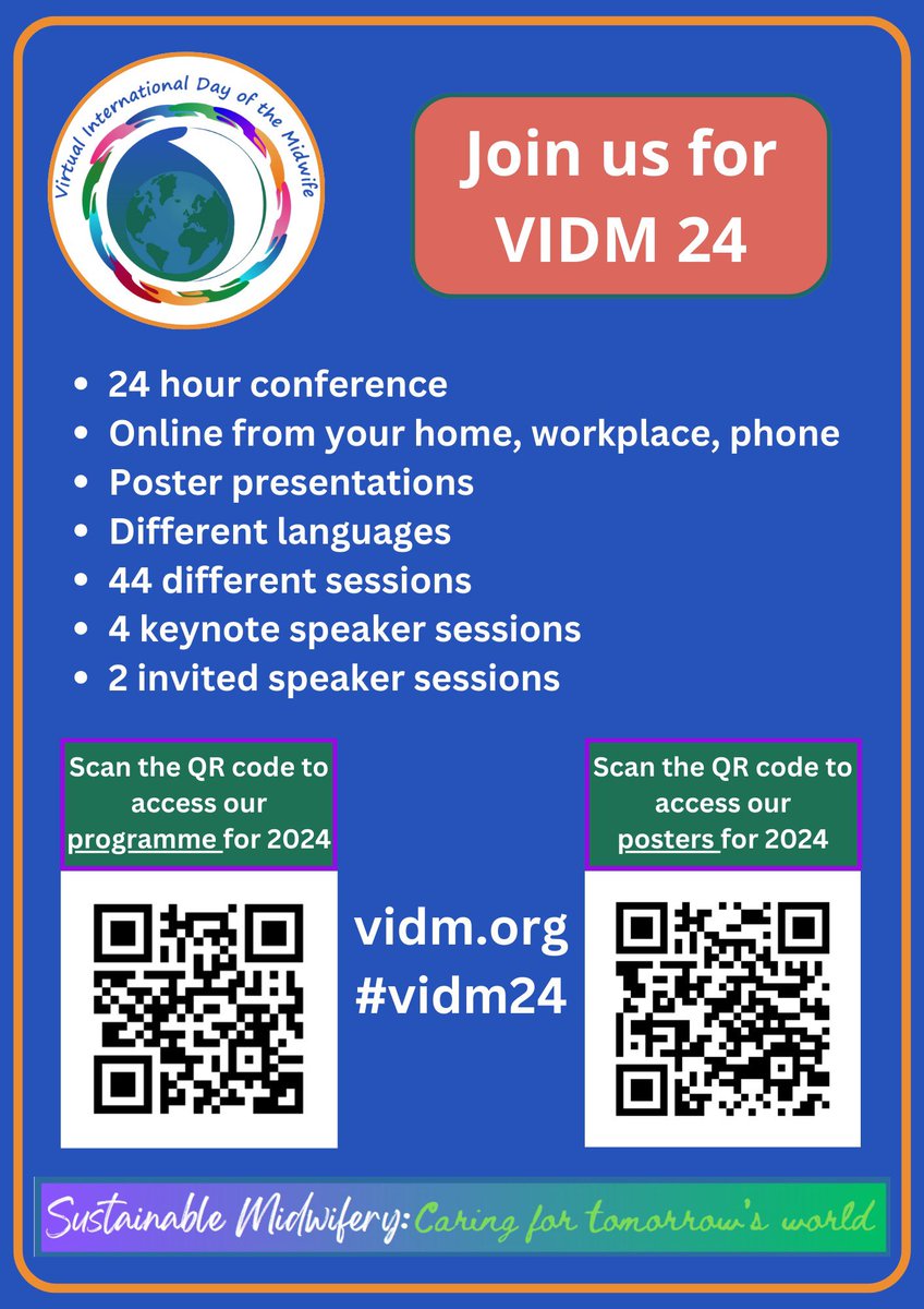 VIDofM's tweet photo. The 16th annual VIDM conference. An event that does not require transportation costs, visas, accommodation, or pre-registration. An alternative that also lowers our carbon footprint. @world_midwives @e_midwives @ToyinSaraki @MidwivesACM #IDM #VIDM https://t.co/Br3mRYGOiC