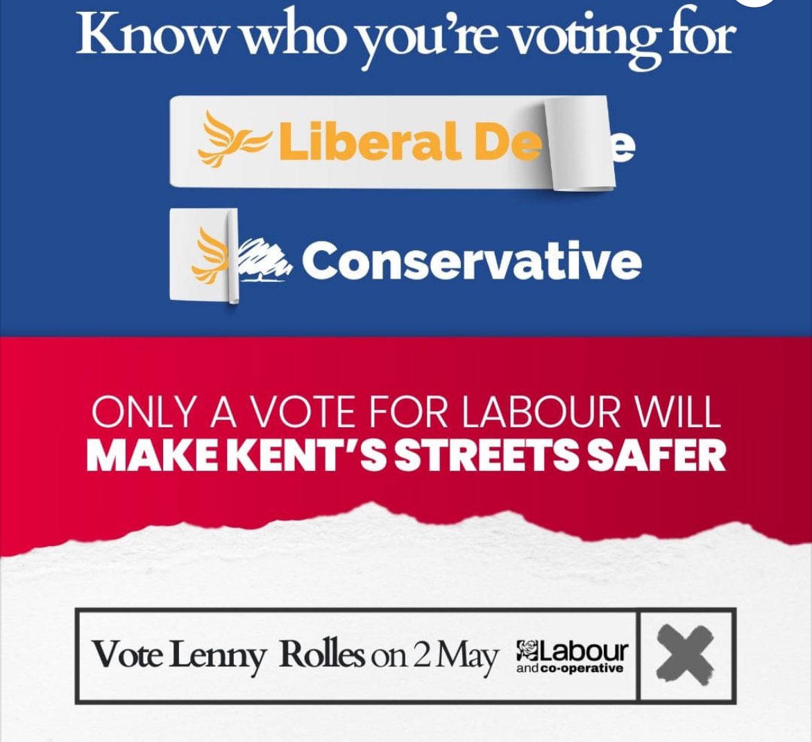 It’s a simple choice in Kent between the @Conservatives and @LennyRolles for @UKLabour Don’t wake up to more poor decisions by Tory politicians; a vote for the @LibDems will let the Tory win.