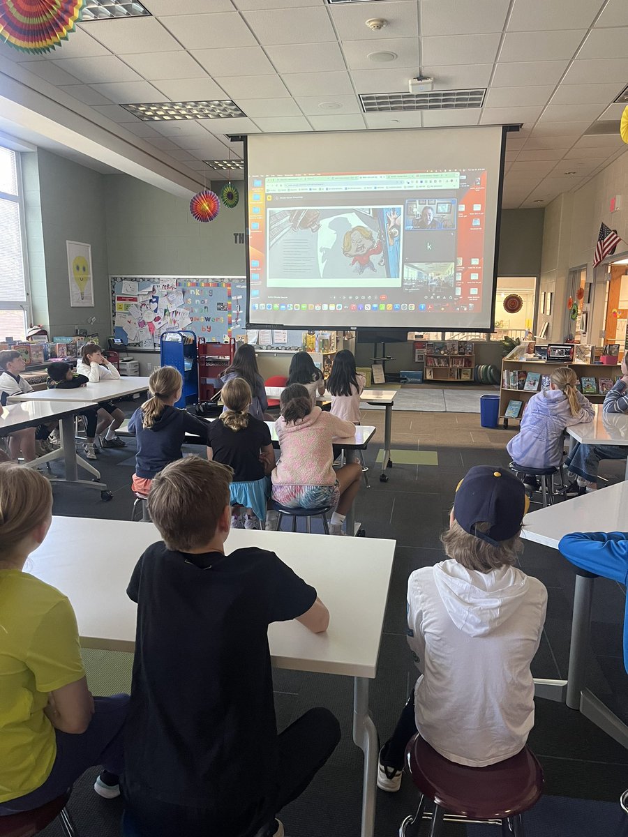 Classes enjoy author Brooke Saucier’s reading of his Epic Poem, The Isle of Stuck Faces for Poetry Month. He’s coming back to finish per student request!!  @Shlightbulblab @LFMoments <a href="/LakeForestSD67/">Lake Forest School District 67</a>