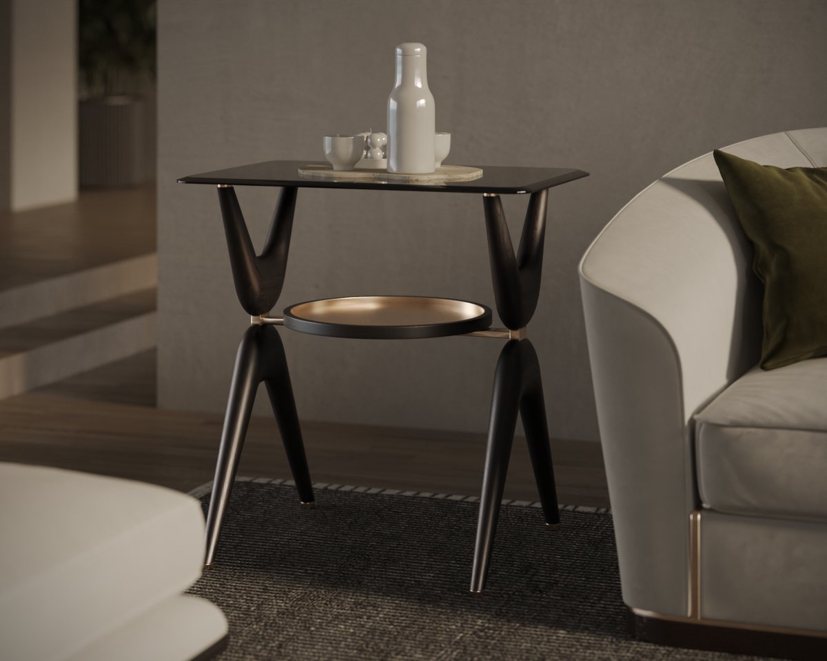 Suggestion for your New Projects: 𝐄𝐥𝐬𝐢𝐞 𝐒𝐢𝐝𝐞 𝐓𝐚𝐛𝐥𝐞
The four parallel feet with an irregular silhouette hold a circular plate, which is covered with exquisite brass.

#aster #boundlessexpressions #furniture #modern #contemporary #moderndesign #interiordesign #design