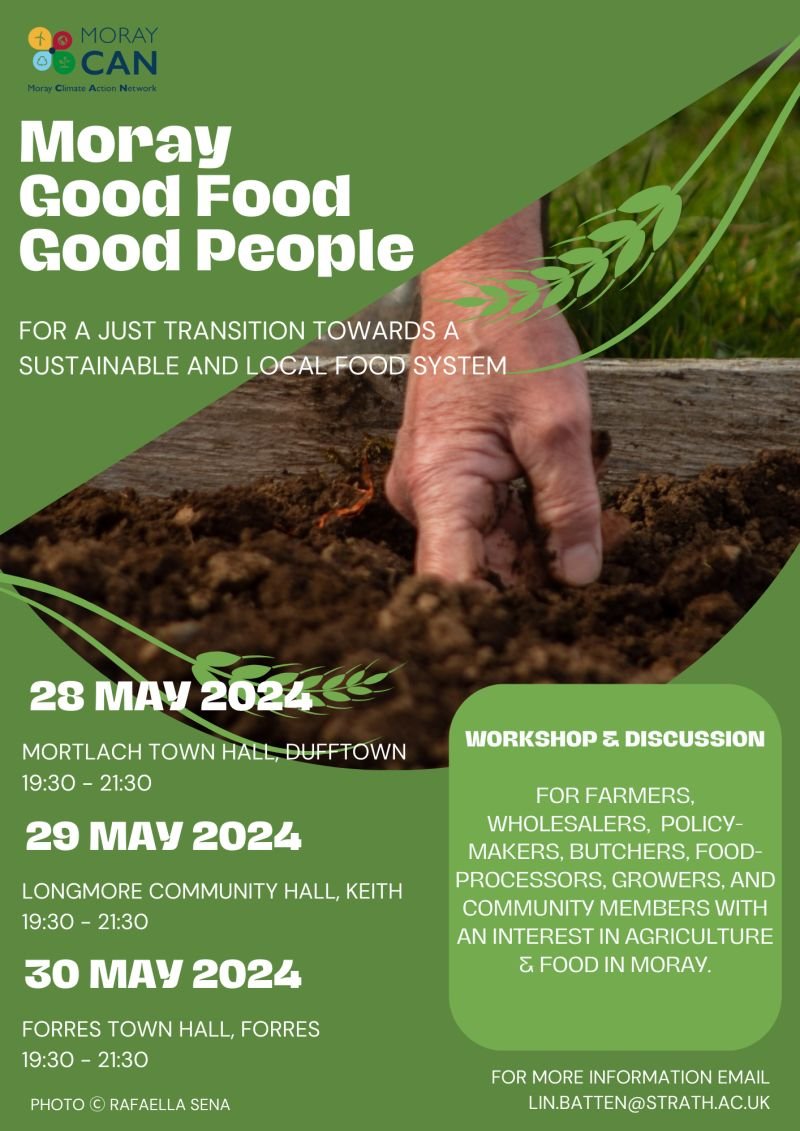 For anyone in or around Moray, these events towards the end of May have been organised by my PhD student Lin Batten, being part of the conversation about a just transition in the agri-food system. Workshops are taking place in Dufftown, Keith & Forres: ticketsource.co.uk/mcan/e-gbojbp