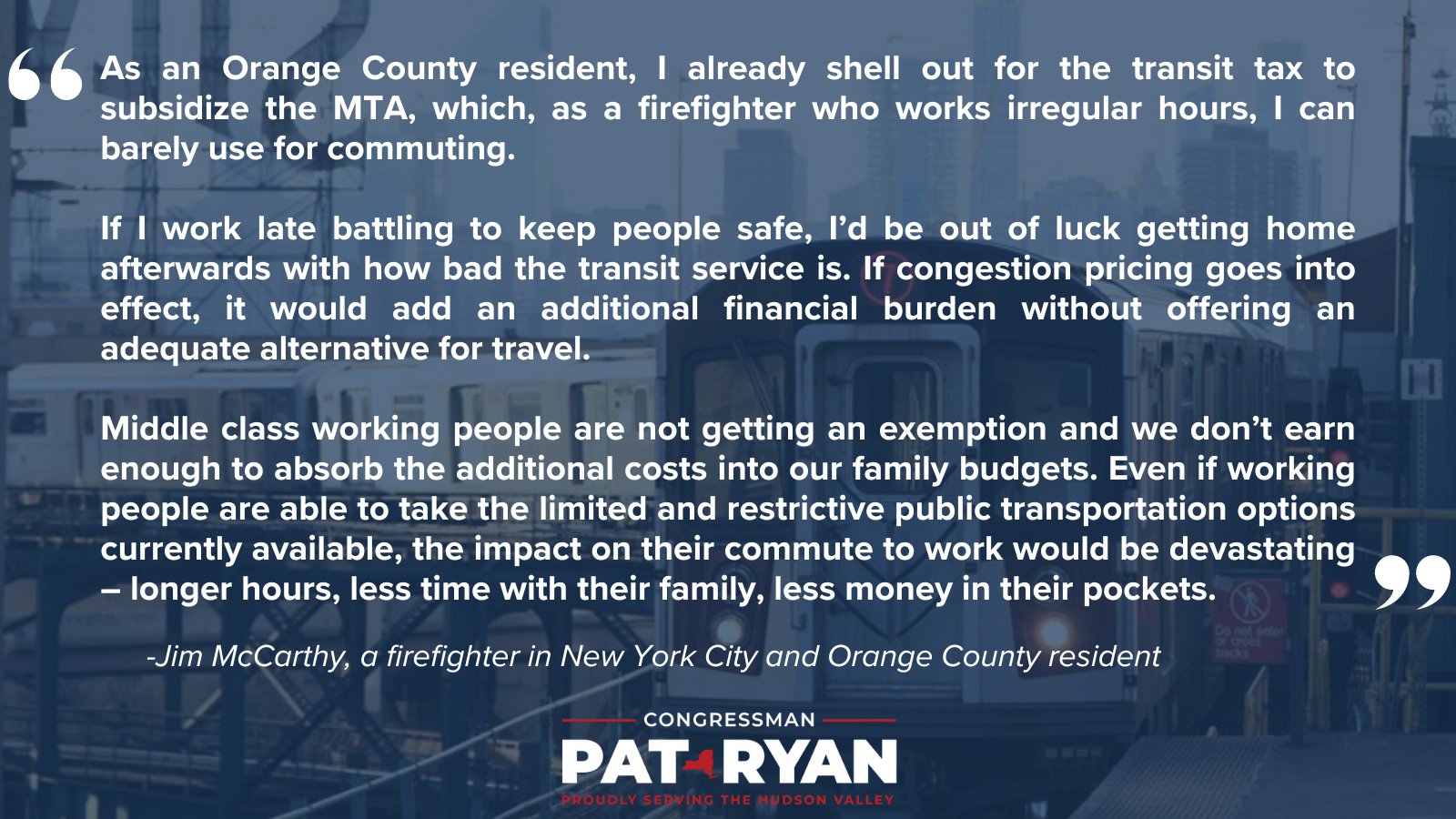 Rep. Pat Ryan on X: &ldquo;For decades, the MTA hasn&rsquo;t provided the 