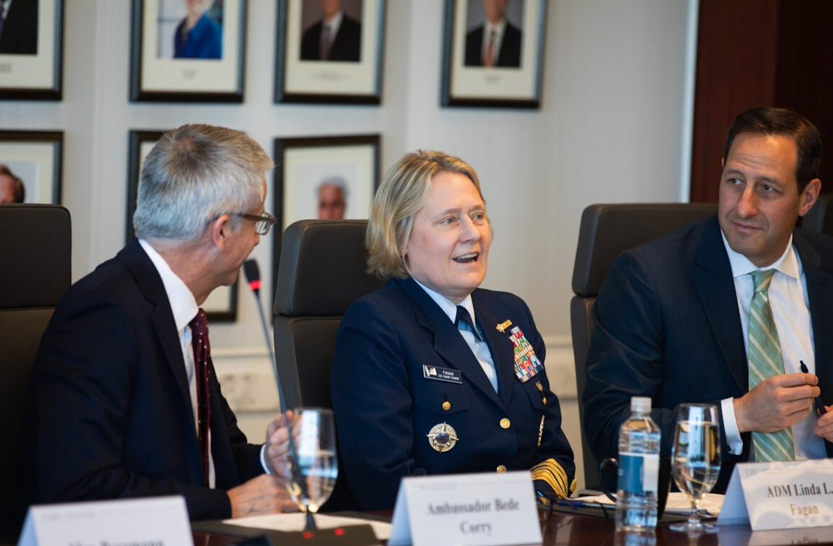 Good conversation with @USCG @ComdtUSCG ADM Linda Fagan at @CSIS discussing her recent trips to Samoa, New Zealand, and Australia, and talking about the changing nature of the U.S. Coast Guard's presence and mission in the Indo-Pacific. @AustraliaChair @csis_isp