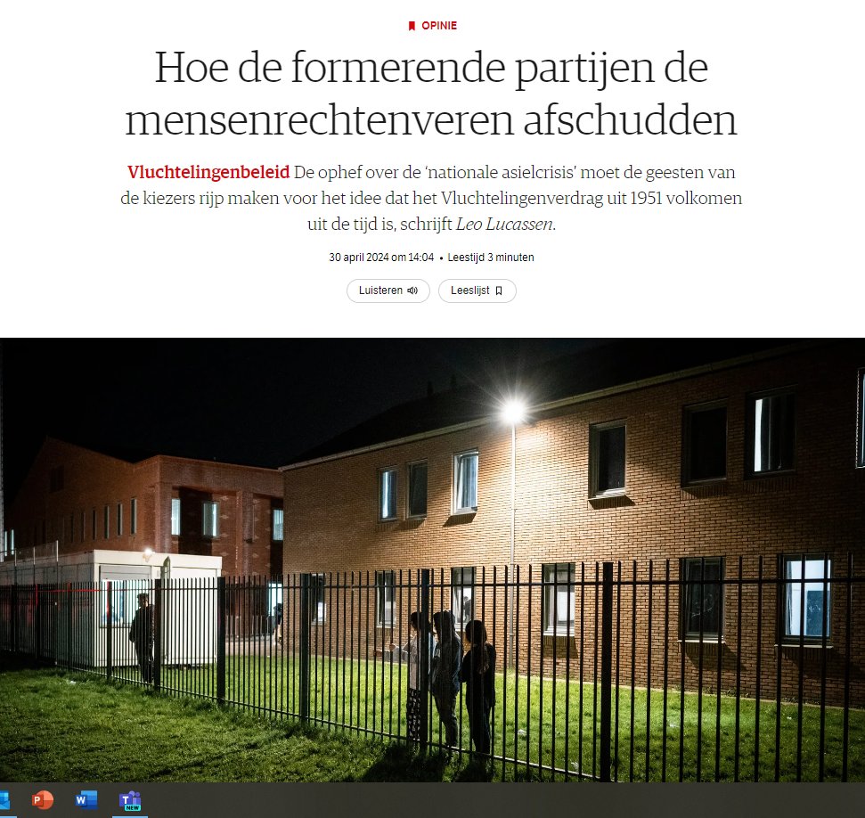 Hoe Wilders c.s. met een 'nationale crisis' de geesten rijp proberen te maken om de algemene &amp; globale humanitaire principes vh Vluchtelingenverdrag, waar m.n. juist joodse juristen destijds op hamerden, over boord te zetten. Mijn opinie in de <a href="/nrc/">NRC</a> 

nrc.nl/nieuws/2024/04…