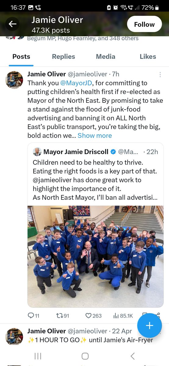 @KiMcGuinness @jamieoliver Aren't you just posting that because of @jamieoliver 's reply to @MayorJD! Not an original idea in your body! People need to vote for #JamieDriscoll as he has spent 5 years working hard for our region & we all want that work tocontinue. #VoteJD4NEIndyMayor #JamieDriscoll4NEMayor