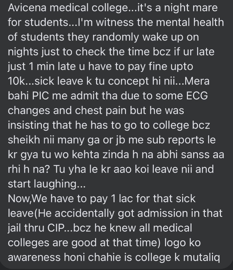 Story of an average Avicenna medical college’s student 
#justiceformahnoor
#changeavicenna
#Punjab #Healthcare 
#KillerAvicenna

@PSHDept
@MaryamNSharif
@GovtofPunjabPK
@SalmanRafiquePK
@Kh_ImranNazir
@uhslhrofficial
@OfficialDPRPP
@hrw