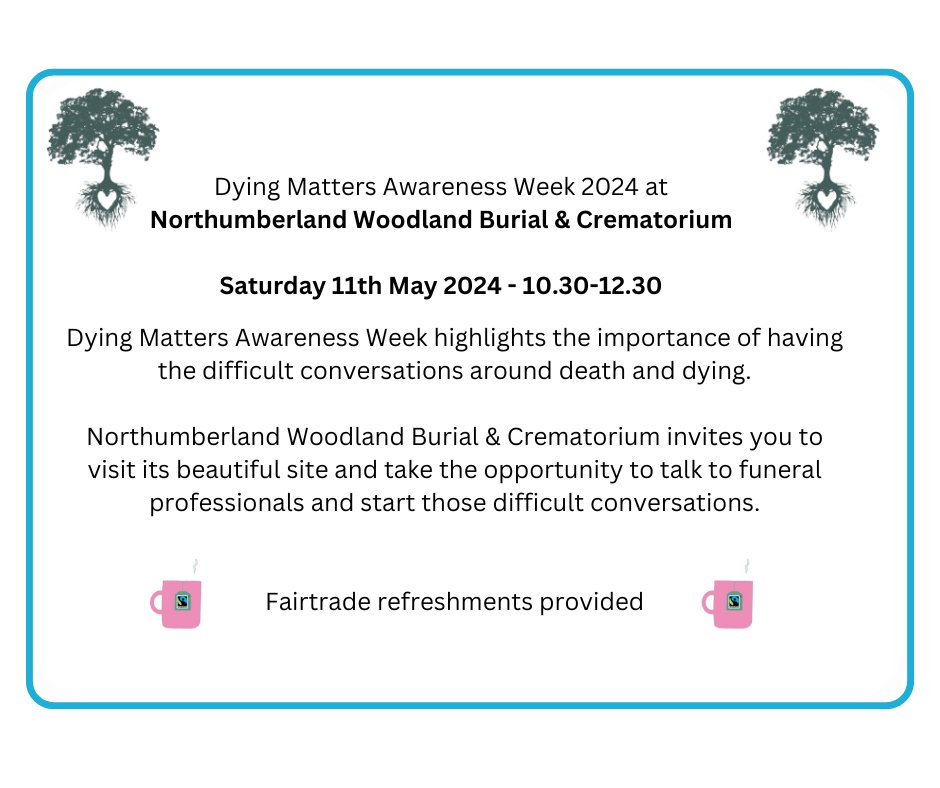 Come along for a cuppa and a chat and let us help you start those difficult conversations in a beautiful restful setting. #DyingMatters @DyingMatters @CoopFuneralcare @coopuk