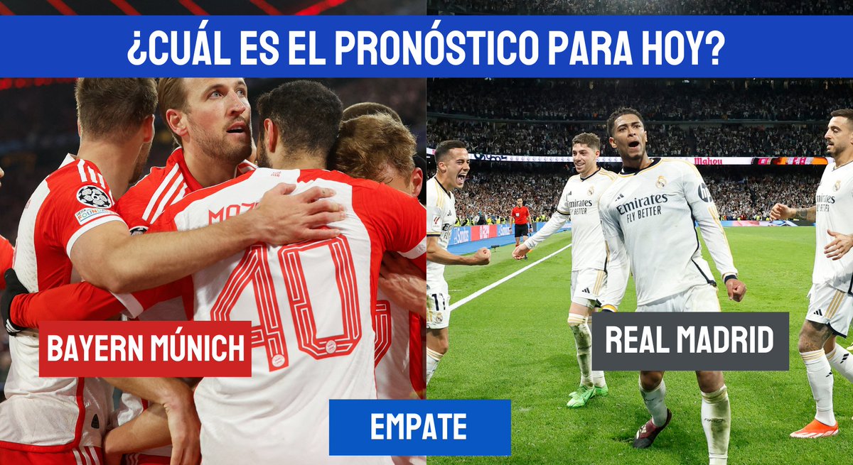 #ChampionsLeague ⚽ Este martes se disputará la primera semifinal de la Champions 👏🏻

📲 ¿Cómo ven este partido? 😯 ¿quién ganará? o ¿se dará empate? ✍🏻 Los leemos en los comentarios... 

#BayernMunich #RealMadrid #UEFA #Futboleuropeo