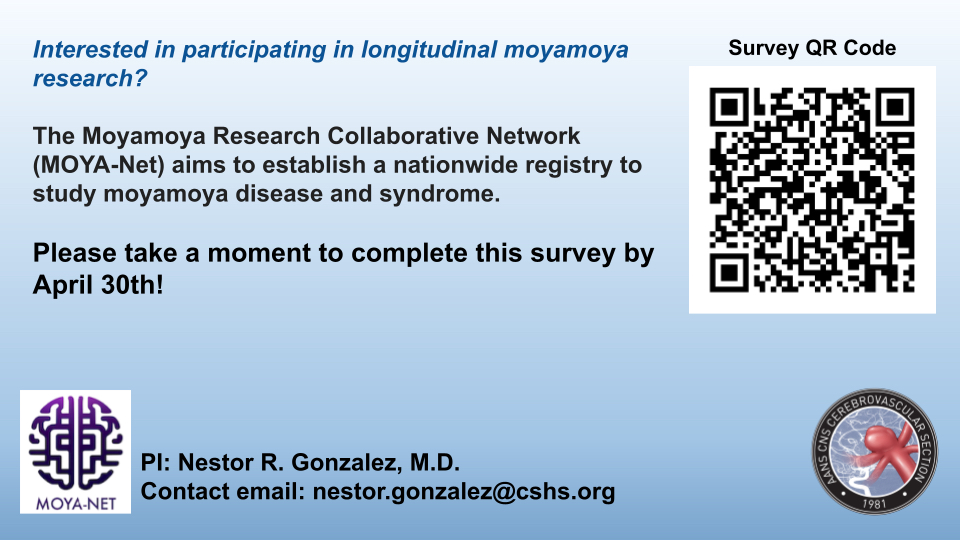 CV Section Members: Please take a moment to fill out the following survey to support an initiative to develop a longitudinal research effort to study moyamoya disease and syndrome: iredcap.csmc.edu/surveys/?s=HDP…