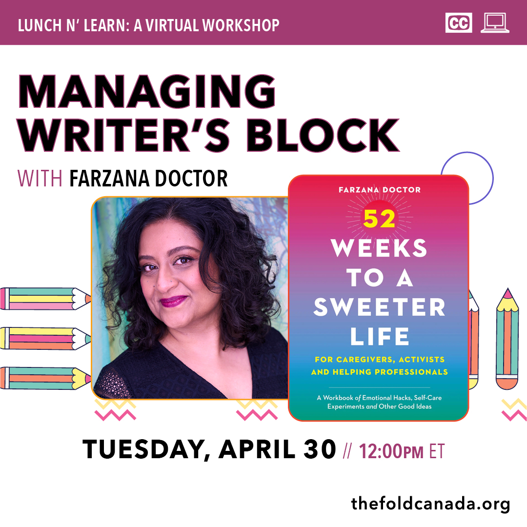 Another sack lunch or are you ordering in? Check out our second Lunch 'n Learn workshop in 15 minutes! This time Farzana Doctor will guide us through the tough terrain of Managing Writer's Block. #FOLD2024 fold2024.vfairs.com